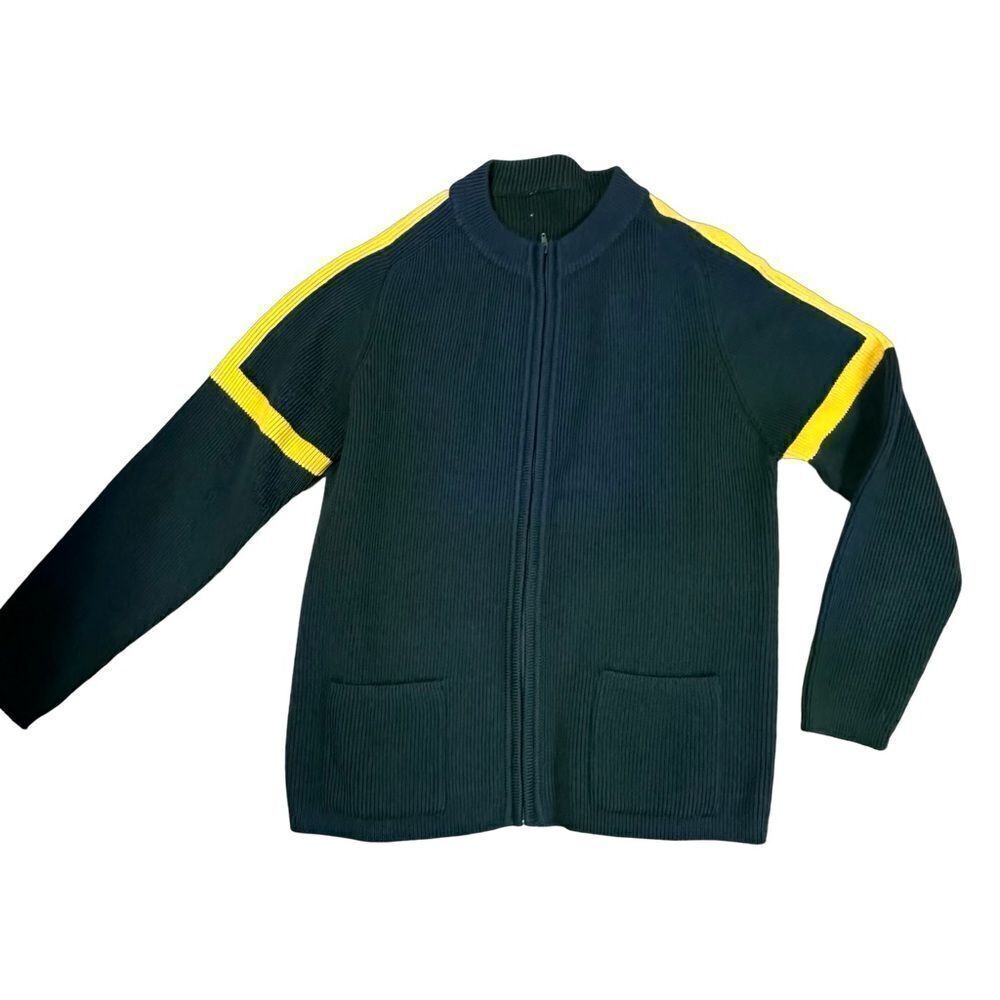 SKI-DOO 1970’s Vintage Green & Yellow Wool Cardigan Size XL